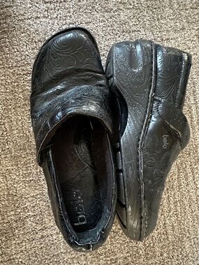 b.o.c. by Born Black Embossed Leather Clog Mules